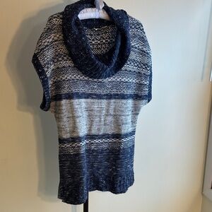 Christopher & Banks Blue and white Cowl Neck Sweater